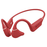 Red wireless drip-fly bone conduction headphones on a white background
