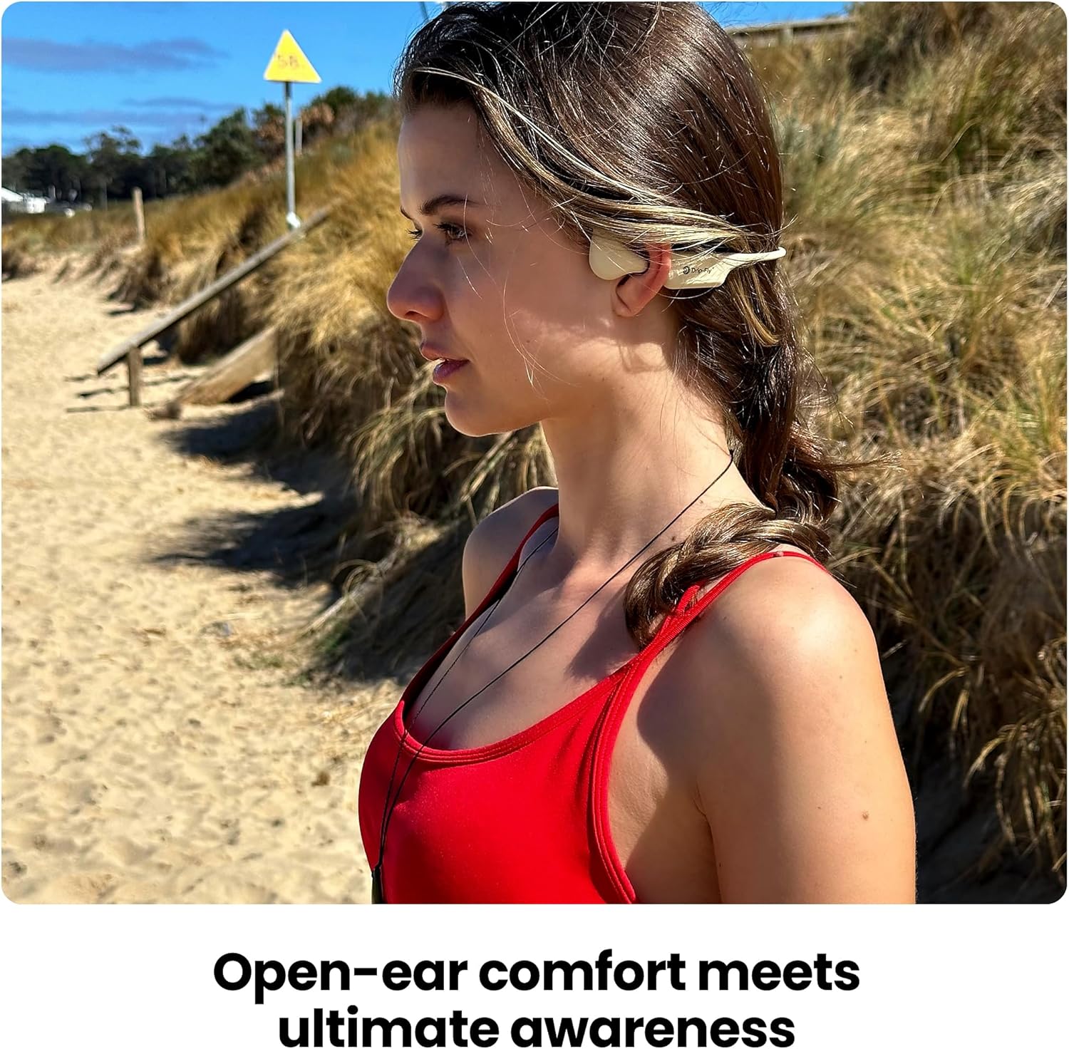DRIP-FLY Oz5 Bone Conduction and Open Ear Twin Headphones, Designed in Australia. IPX8 Waterproof for Swimming, FG Silicone Headphones with 32GB MP3 Storage, 14H Playtime with Noise Cancellation