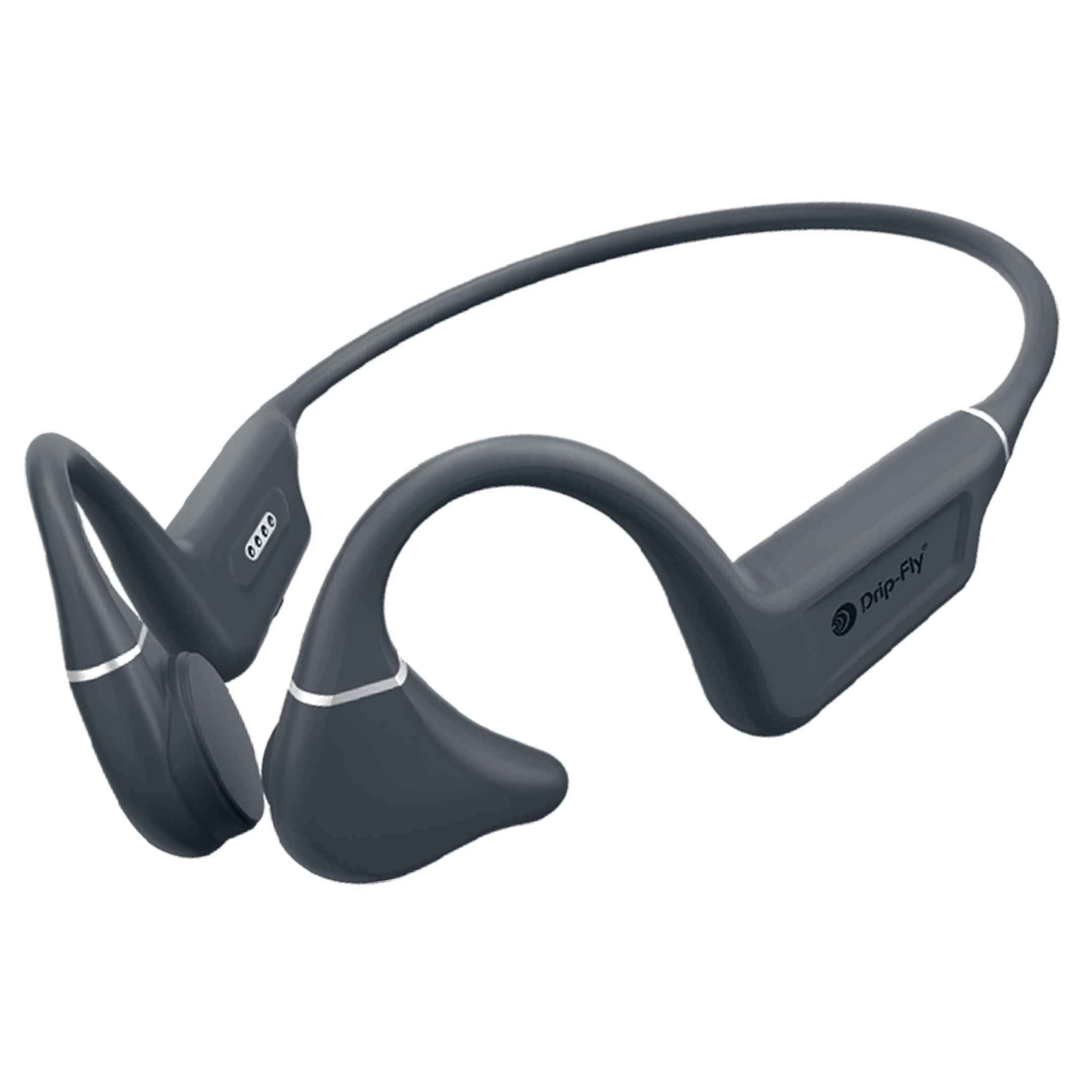 DRIP-FLY Oz5 Bone Conduction and Open Ear Twin Headphones, Designed in Australia. IPX8 Waterproof for Swimming, FG Silicone Headphones with 32GB MP3 Storage, 14H Playtime with Noise Cancellation