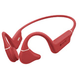 Red wireless drip-fly bone conduction headphones on a white background