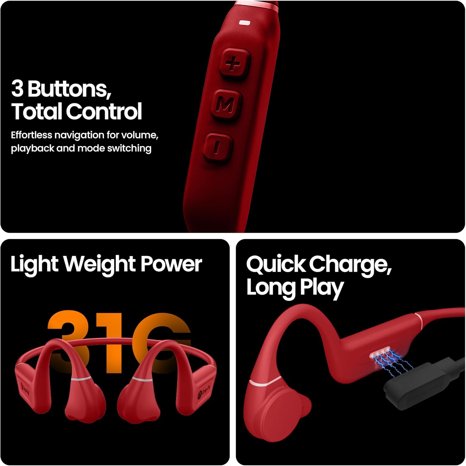 DRIP-FLY Oz5 Bone Conduction and Open Ear Twin Headphones, Designed in Australia. IPX8 Waterproof for Swimming, FG Silicone Headphones with 32GB MP3 Storage, 14H Playtime with Noise Cancellation