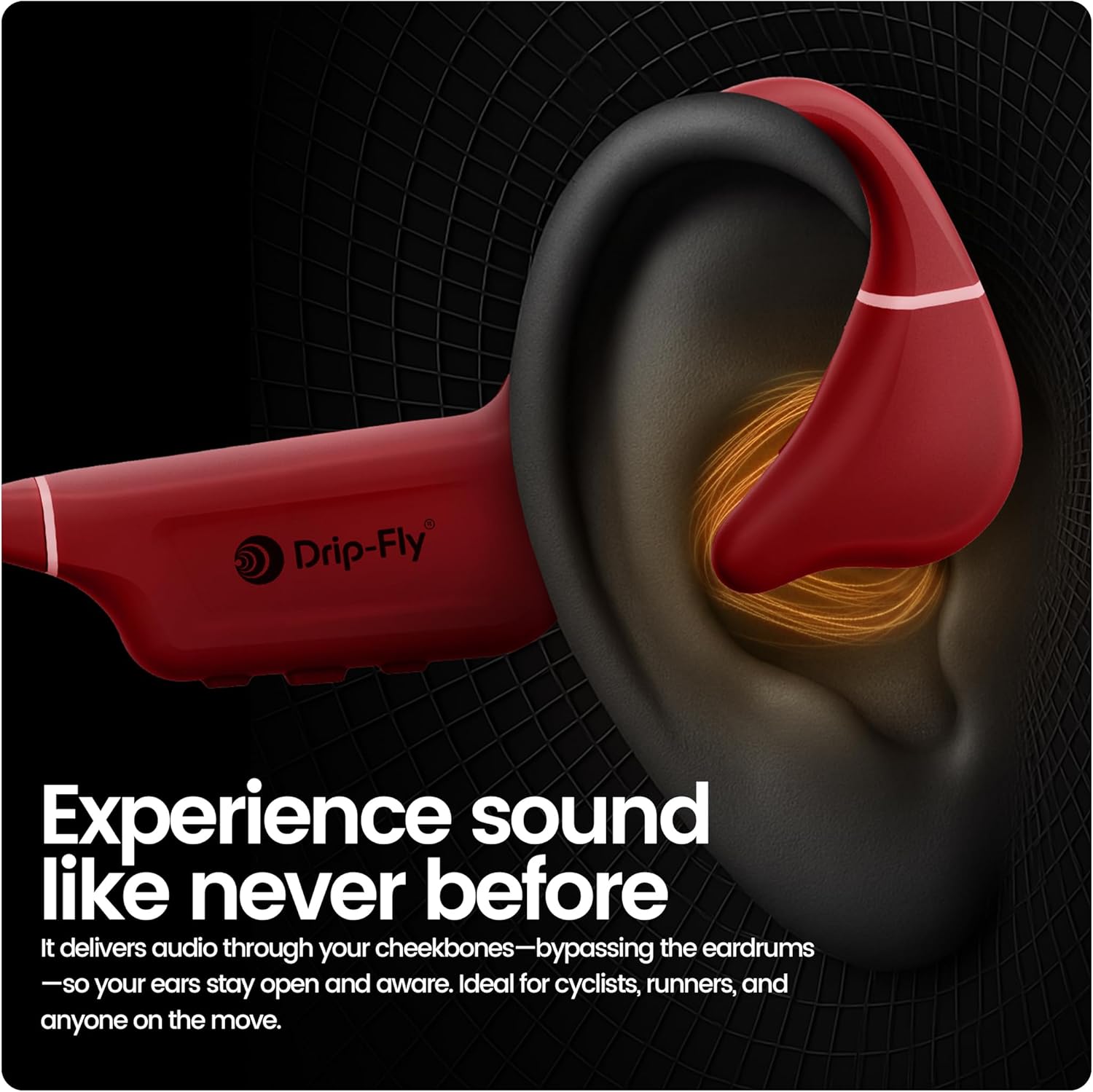 DRIP-FLY Oz5 Bone Conduction and Open Ear Twin Headphones, Designed in Australia. IPX8 Waterproof for Swimming, FG Silicone Headphones with 32GB MP3 Storage, 14H Playtime with Noise Cancellation